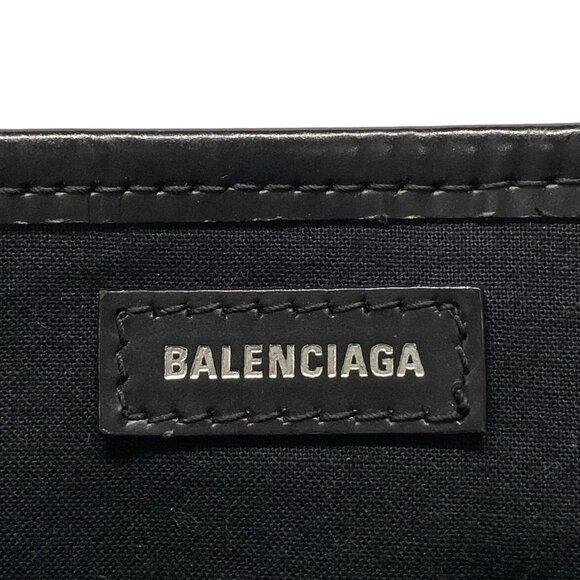 Auth BALENCIAGA Navy Cabas XS 390346 Cream Black Canvas Leather - Tote Bag - Picture 7 of 16